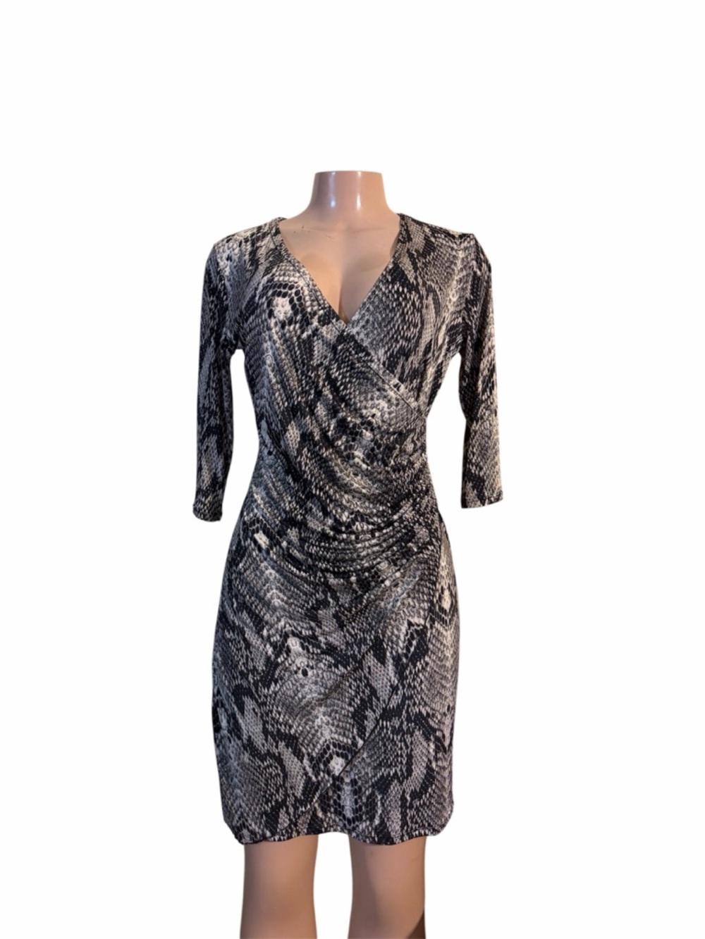 Mare blu by Saint Tropez Women's Black & White Snake Print Wrap Dress